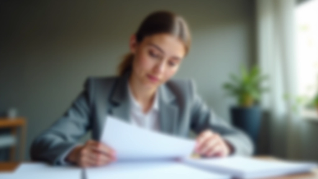 Žena čte hypoteční smlouvu s poznámkami